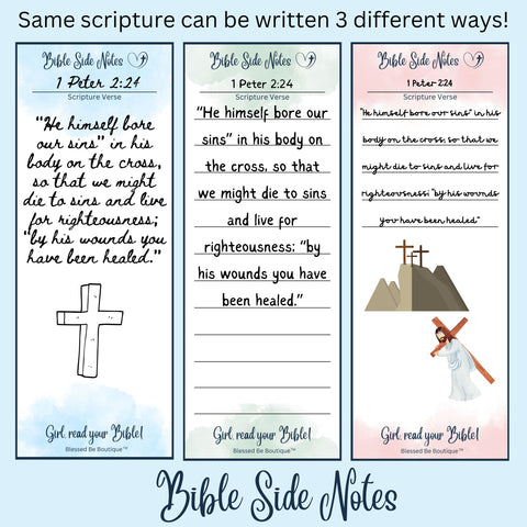 Bible Side Notes, Blessed Be Boutique, Bible Study, Scripture Notes, Bible Journaling, Bible Study Sticky Notes