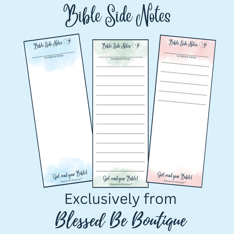 Bible Side Notes, Blessed Be Boutique, Bible Study, Scripture Notes, Bible Journaling, Bible Study Sticky Notes