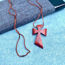 Load image into Gallery viewer, Peruvian Hand Carved Wooden Cross Necklace - Blessed Be Boutique